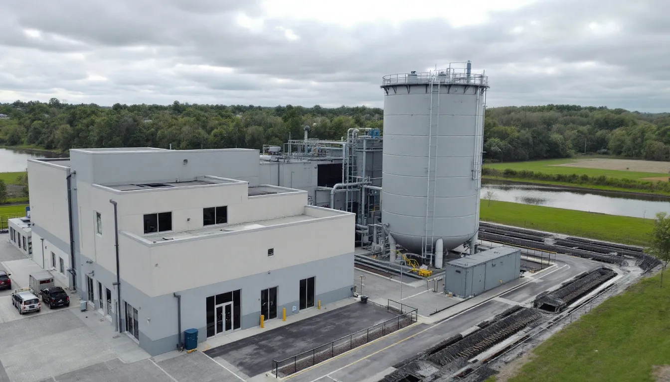 A municipal water treatment facility shown in the image represents the large-scale infrastructure sometimes used alongside a nitrate water filter system to protect drinking water by keeping nitrate levels below the maximum contaminant level. Such facilities help manage groundwater quality when nitrogen from farms, plants, and septic systems enters well water, affecting the oxygen carrying capacity of blood and contributing to risks like blue baby syndrome in most cases. While residential solutions such as a whole house nitrate water filter, whole house nitrate systems, water softener units, and reverse osmosis or full reverse osmosis system setups also offer nitrate removal for houses with hard water, low levels of calcium, sodium, iron, salt, and other types of minerals, municipal tanks and filters provide large-scale control. These systems treat water that may be heated, distilled through distillation, or processed into filtered water to reduce bacteria and contaminants related to weight, nitrogen compounds, and environmental runoff. The facility reflects how heavy use regions rely on engineered filter technology to safeguard water before it reaches the tap.