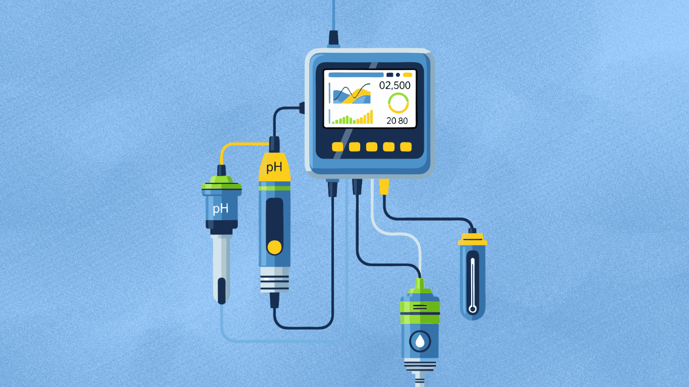 Water quality sensor equipment for monitoring key water parameters such as dissolved oxygen, pH, turbidity, conductivity, salinity, and temperature. Designed for real-time data collection and analysis, this system supports water quality data logging, regulatory compliance, and wastewater management. The sensors measure contaminants like chloride, nitrate, nitrite, ammonium, and more, ensuring accurate predictions and monitoring for applications in seawater, wastewater, and pipes. Ideal for both educational and commercial projects, this system connects to software for data analysis and control, providing a selection of featured products to suit various needs in water quality monitoring and research.